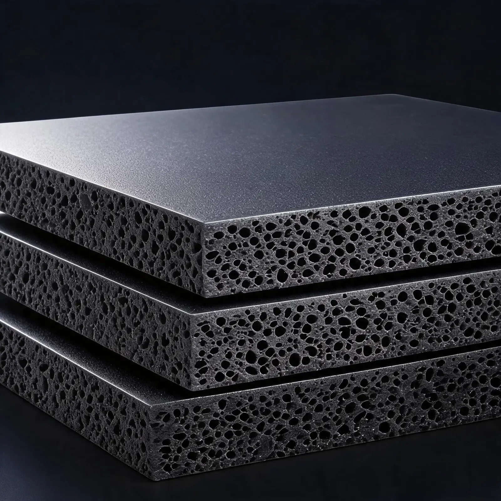 Macro close-up of THERMOSIL PADS™ porous silicone foam: dense skin surface over an open-cell honeycomb core