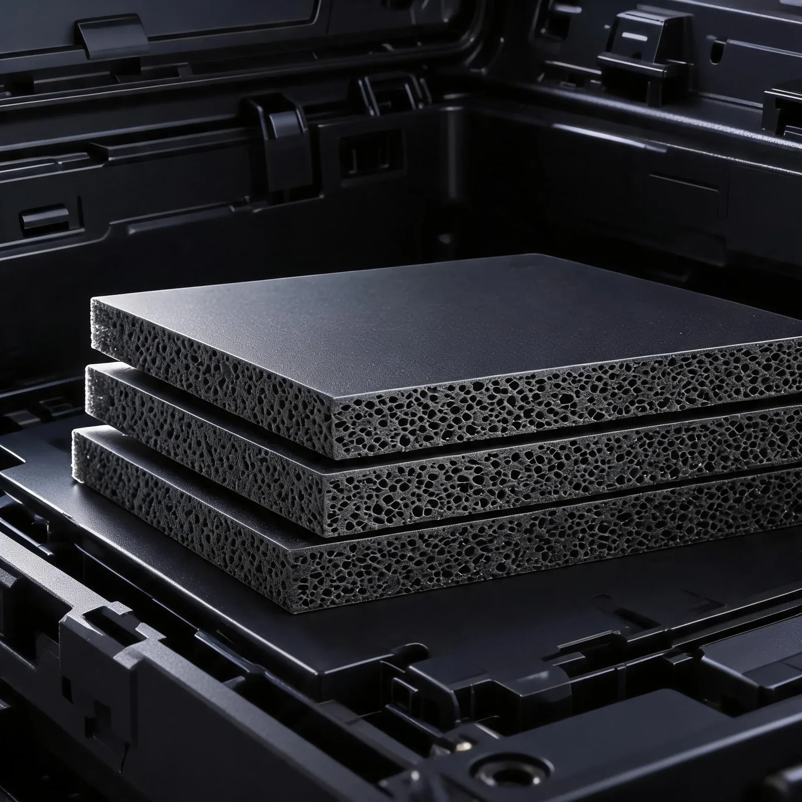 THERMOSIL PADS™ silicone foam sheets and sealing gaskets rendered in a dark application scene